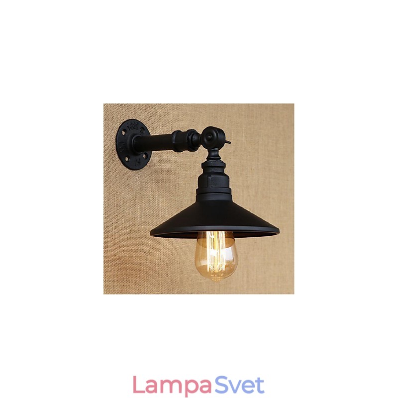 Nástenná lampa z vodnej fajky v industriálnom štýle, čierna
