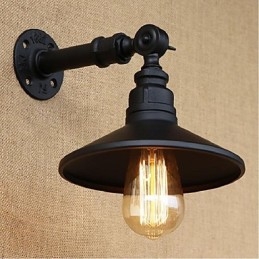 Nástenná lampa z vodnej fajky v industriálnom štýle, čierna