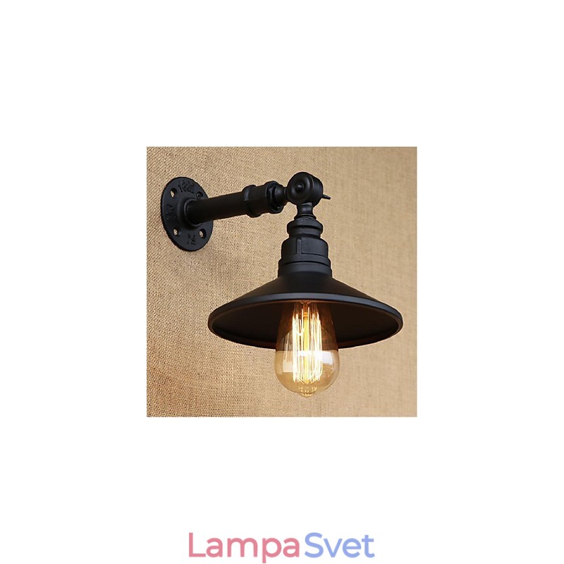 Nástenná lampa z vodnej fajky v industriálnom štýle, čierna
