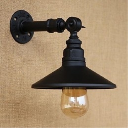 Nástenná lampa z vodnej fajky v industriálnom štýle, čierna