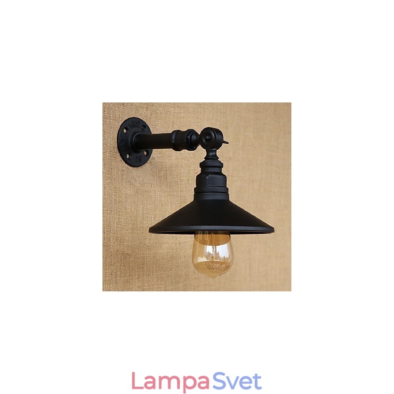 Nástenná lampa z vodnej fajky v industriálnom štýle, čierna