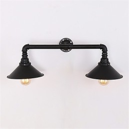 2 Heads Retro Industrial Pipe Nástenné svietidlá Jednoduché Loft Black Metal Jedáleň Kuchyňa Bar Kaviareň Dekoračné osvetlenie