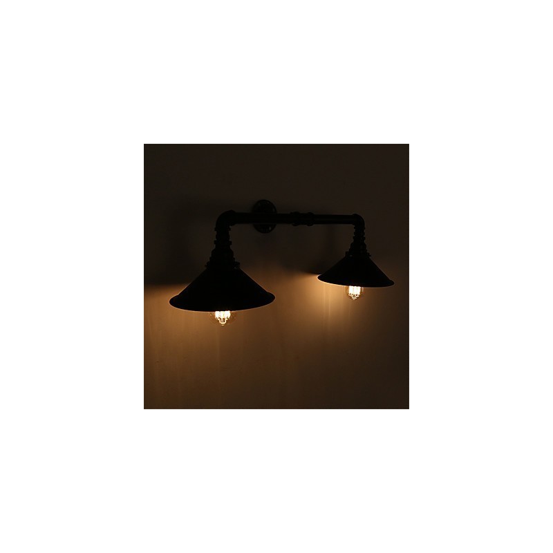 2 Heads Retro Industrial Pipe Nástenné svietidlá Jednoduché Loft Black Metal Jedáleň Kuchyňa Bar Kaviareň Dekoračné osvetlenie