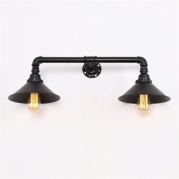 2 Heads Retro Industrial Pipe Nástenné svietidlá Jednoduché Loft Black Metal Jedáleň Kuchyňa Bar Kaviareň Dekoračné osvetlenie