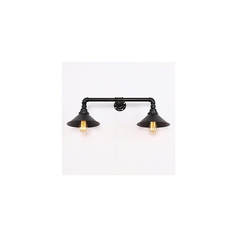 2 Heads Retro Industrial Pipe Nástenné svietidlá Jednoduché Loft Black Metal Jedáleň Kuchyňa Bar Kaviareň Dekoračné osvetlenie
