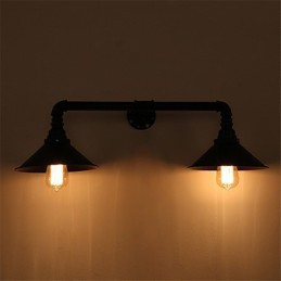 2 Heads Retro Industrial Pipe Nástenné svietidlá Jednoduché Loft Black Metal Jedáleň Kuchyňa Bar Kaviareň Dekoračné osvetlenie
