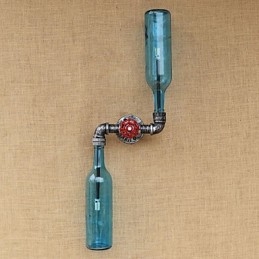 Kované železné podkrovie Nástenná lampa na fajku na fľašu