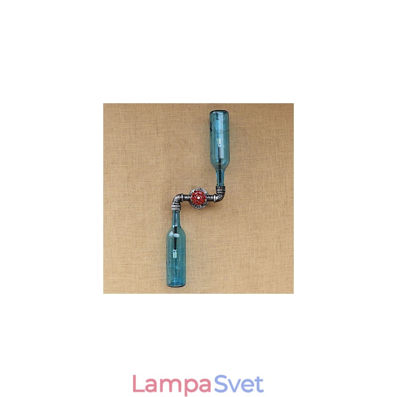 Kované železné podkrovie Nástenná lampa na fajku na fľašu