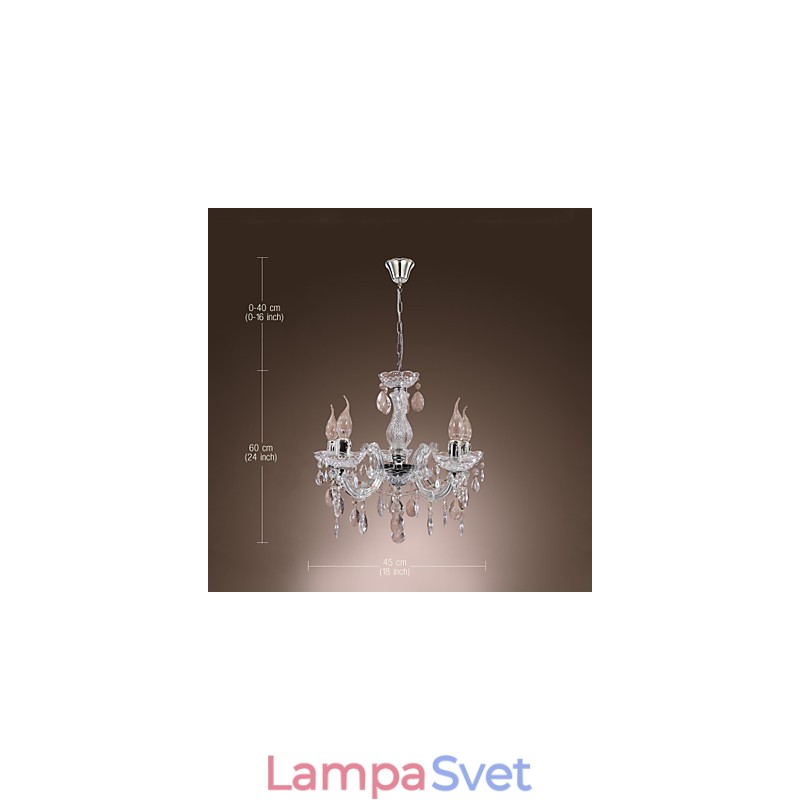 Upligh chrómová stropná lampa Svietidlo na sviečku Akrylové svietidlo Lustrový prívesok