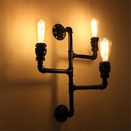 Vintage Industrial Pipe Nástenné svetlá Čierne kreatívne svetlá Reštaurácia Kaviareň Bar Dekoračné osvetlenie S 3 svetlom maľovanými povrchmi