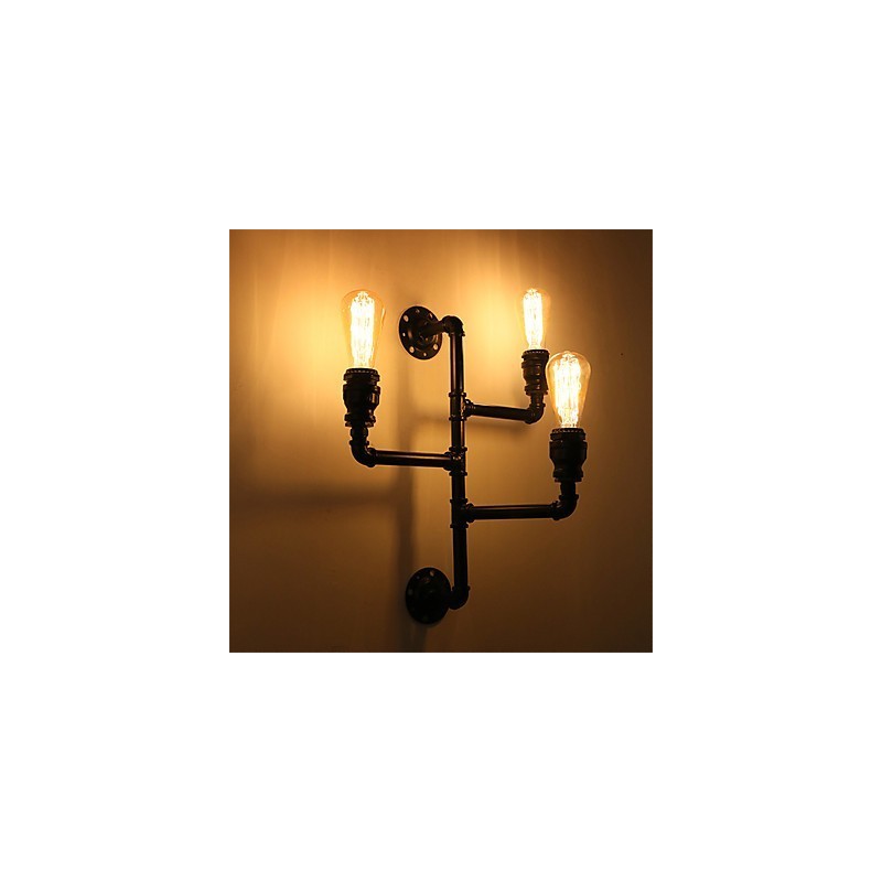 Vintage Industrial Pipe Nástenné svetlá Čierne kreatívne svetlá Reštaurácia Kaviareň Bar Dekoračné osvetlenie S 3 svetlom maľovanými povrchmi