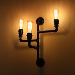 Vintage Industrial Pipe Nástenné svetlá Čierne kreatívne svetlá Reštaurácia Kaviareň Bar Dekoračné osvetlenie S 3 svetlom maľovanými povrchmi