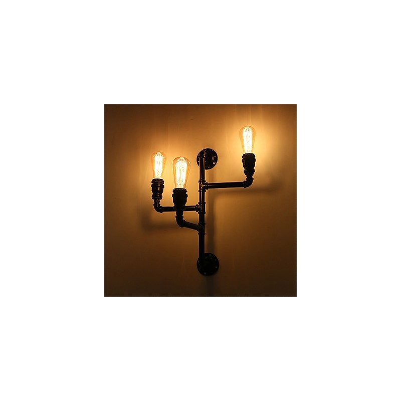 Vintage Industrial Pipe Nástenné svetlá Čierne kreatívne svetlá Reštaurácia Kaviareň Bar Dekoračné osvetlenie S 3 svetlom maľovanými povrchmi