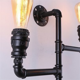 Vintage Industrial Pipe Nástenné svetlá Čierne kreatívne svetlá Reštaurácia Kaviareň Bar Dekoračné osvetlenie S 3 svetlom maľovanými povrchmi