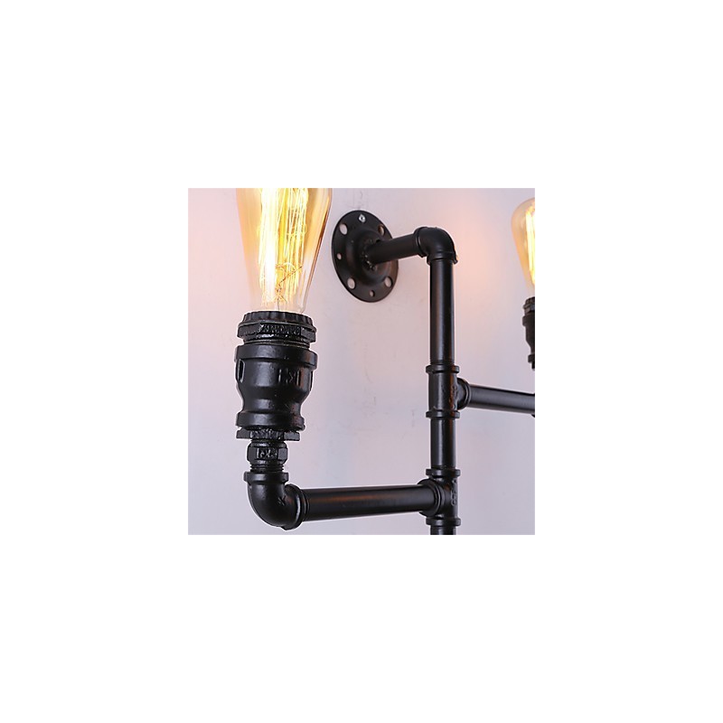 Vintage Industrial Pipe Nástenné svetlá Čierne kreatívne svetlá Reštaurácia Kaviareň Bar Dekoračné osvetlenie S 3 svetlom maľovanými povrchmi