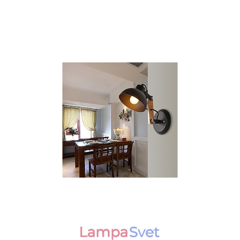 Vintage Drevo Kov v štýle Art Deco Rustikálne nástenné svietidlo Obývacia izba Jedáleň Predsieň Nástenná lampa Čierna Biela Voliteľné