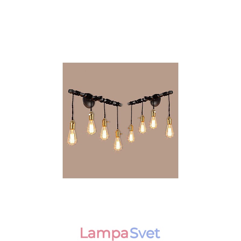 Vintage Industrial Pipe Nástenné svietidlá s vypínačom Kreatívne svetlá Reštaurácia Kaviareň Bar Dekoračné osvetlenie So 4 svetlom maľovanými povrchmi