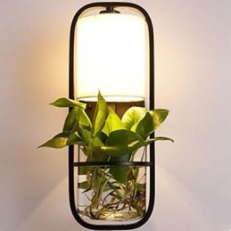 Moderná železná kreatívna sklenená nástenná lampa v kvetináči