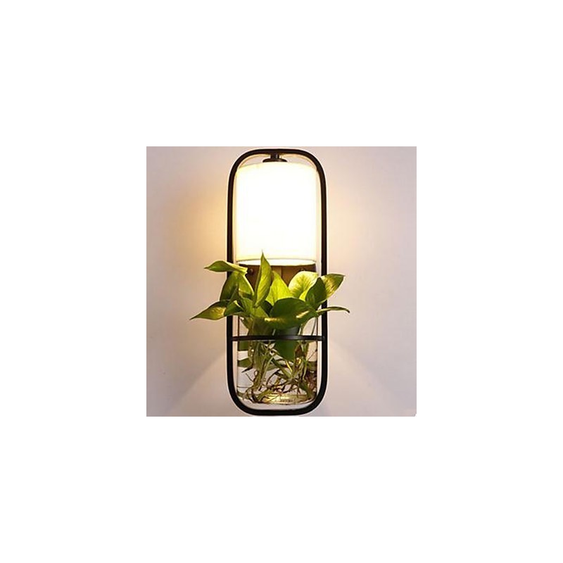 Moderná železná kreatívna sklenená nástenná lampa v kvetináči