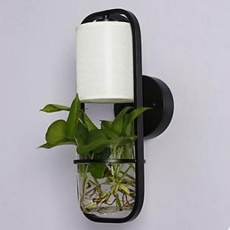 Moderná železná kreatívna sklenená nástenná lampa v kvetináči