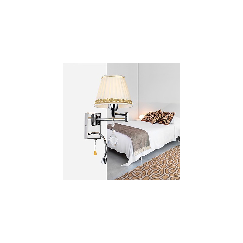 Modern Contemporary Rustic Lodge Funkcia moderného súčasného vidieckeho chrómu pre krištáľovú nástennú lampu s hojdacím ramenom