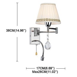 Modern Contemporary Rustic Lodge Funkcia moderného súčasného vidieckeho chrómu pre krištáľovú nástennú lampu s hojdacím ramenom