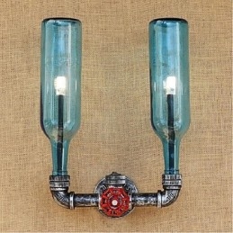 Retro priemyselný spínač vetra Nástenná lampa na fľašu s vodou Svetlomodrá