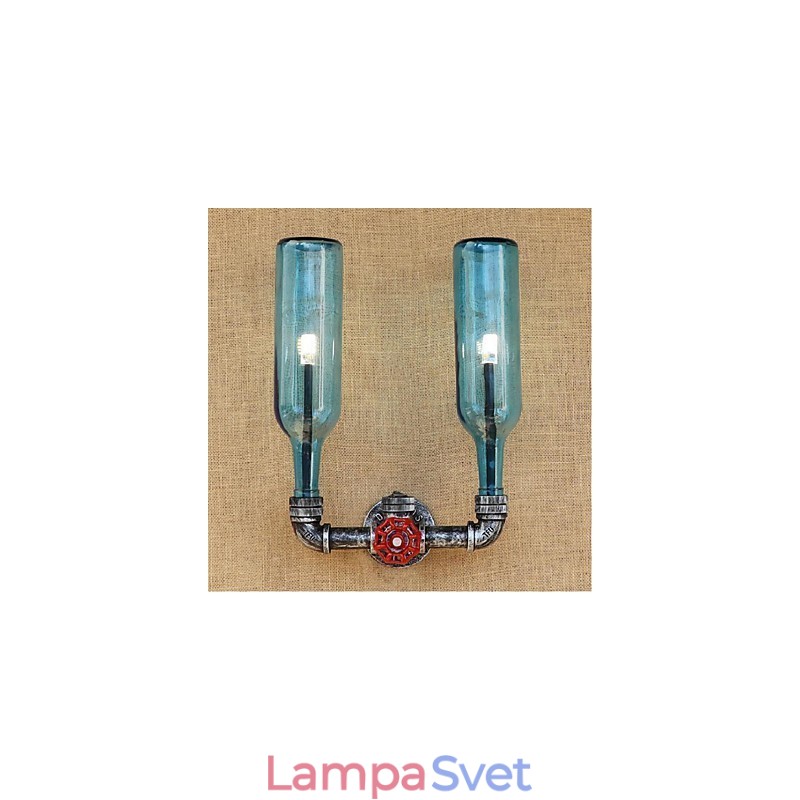 Retro priemyselný spínač vetra Nástenná lampa na fľašu s vodou Svetlomodrá