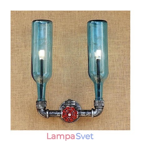 Retro priemyselný spínač vetra Nástenná lampa na fľašu s vodou Svetlomodrá Retro priemyselný spínač vetra Nástenná lampa na fľašu s vodou Svetlomodrá