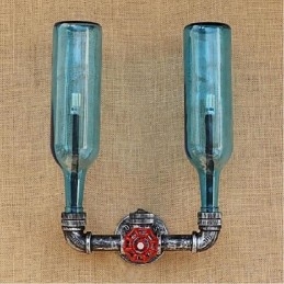 Retro priemyselný spínač vetra Nástenná lampa na fľašu s vodou Svetlomodrá