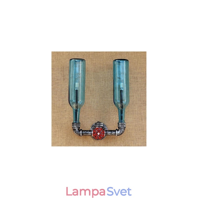 Retro priemyselný spínač vetra Nástenná lampa na fľašu s vodou Svetlomodrá