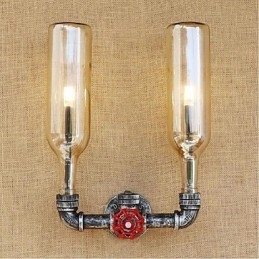 Retro Priemyselný Spínač vetra Nástenná lampa Fľaša na vodu Nástenná lampa Jantárová