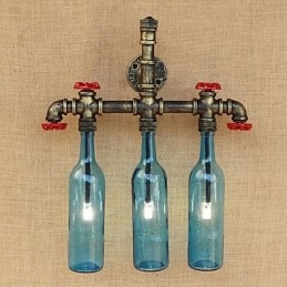 Retro priemyselný spínač vetra Nástenná lampa na fľašu s vodou Svetlomodrá