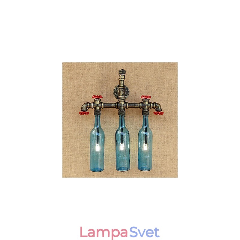 Retro priemyselný spínač vetra Nástenná lampa na fľašu s vodou Svetlomodrá