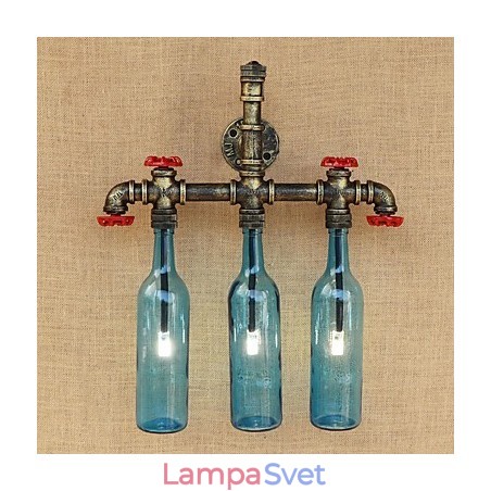 Retro priemyselný spínač vetra Nástenná lampa na fľašu s vodou Svetlomodrá Retro priemyselný spínač vetra Nástenná lampa na fľašu s vodou Svetlomodrá