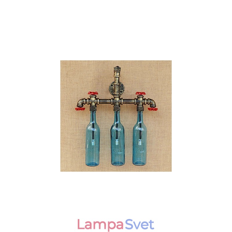 Retro priemyselný spínač vetra Nástenná lampa na fľašu s vodou Svetlomodrá