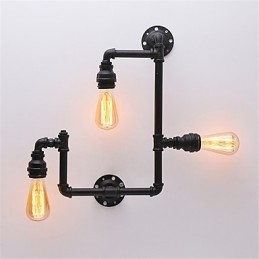 3 hlavy Vintage Industrial Pipe Nástenné svetlá Čierne kreatívne svetlá Reštaurácia Kaviareň Bar Dekoračné osvetlenie