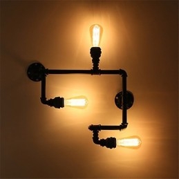 3 hlavy Vintage Industrial Pipe Nástenné svetlá Čierne kreatívne svetlá Reštaurácia Kaviareň Bar Dekoračné osvetlenie