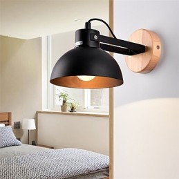Vintage Drevo Kov v štýle Art Deco Rustikálne nástenné svietidlo Obývacia izba Jedáleň Predsieň Nástenná lampa Čierna Biela Voliteľné