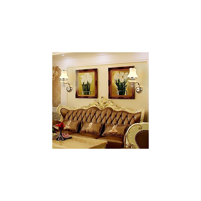 Moderná súčasná galvanicky pokovovaná funkcia pre nástenné svietidlo s okolitým krištáľovým svetlom