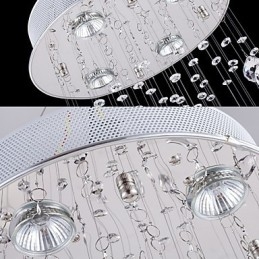 Krištáľové závesné svietidlo Lusterové osvetlenie 5 svetiel Silver Canpoy Clear K9 Crystal Helix Stropné svietidlá