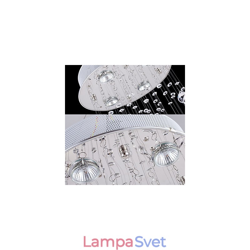 Krištáľové závesné svietidlo Lusterové osvetlenie 5 svetiel Silver Canpoy Clear K9 Crystal Helix Stropné svietidlá