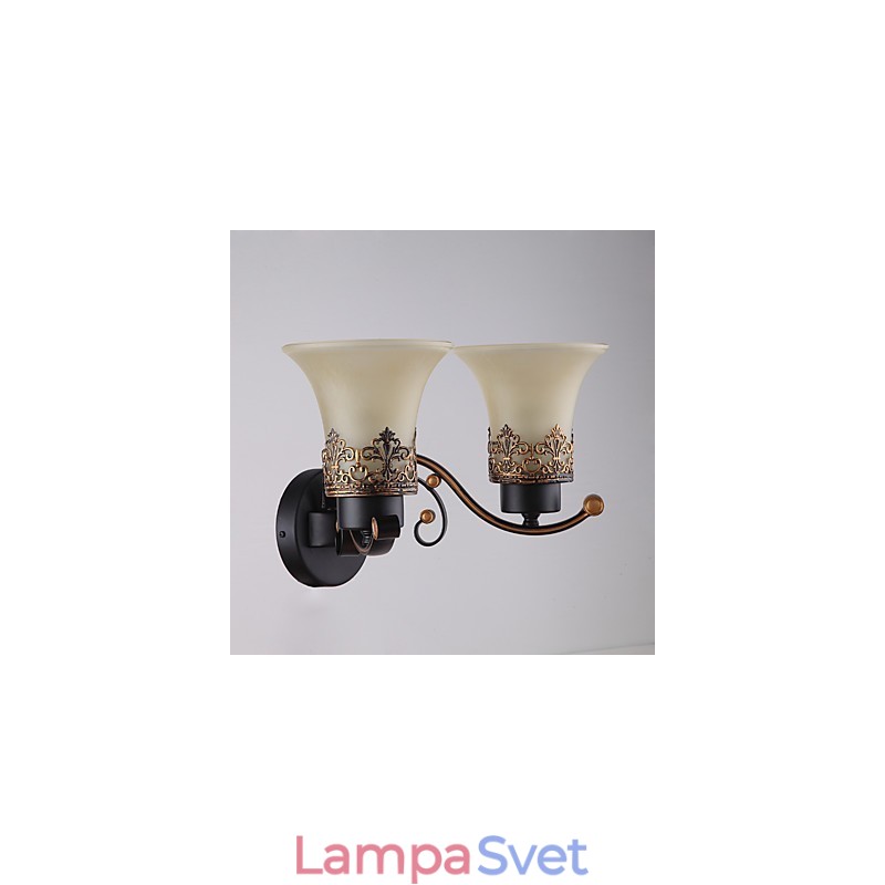 Dvojhlavý americký vidiek Vintage kov so sklenenou nástennou lampou pre jedáleň Vstup do obývacej izby Foyer Dekorovaná nástenná lampa