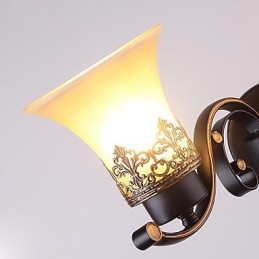 Dvojhlavý americký vidiek Vintage kov so sklenenou nástennou lampou pre jedáleň Vstup do obývacej izby Foyer Dekorovaná nástenná lampa