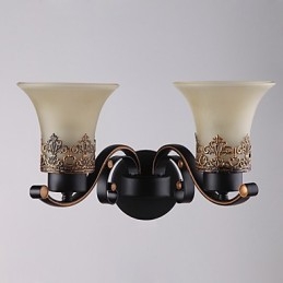 Dvojhlavý americký vidiek Vintage kov so sklenenou nástennou lampou pre jedáleň Vstup do obývacej izby Foyer Dekorovaná nástenná lampa