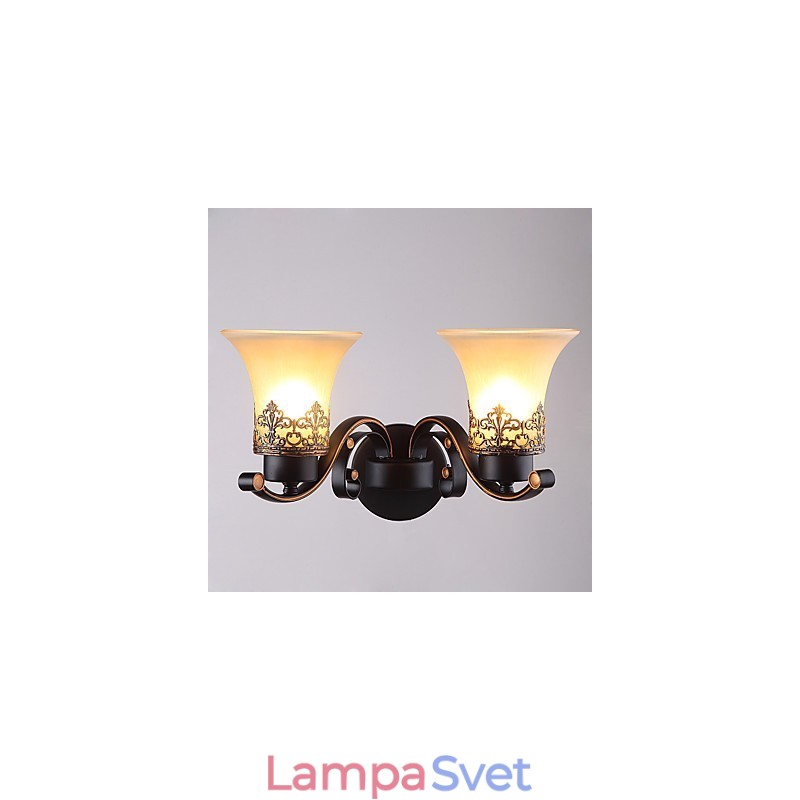 Dvojhlavý americký vidiek Vintage kov so sklenenou nástennou lampou pre jedáleň Vstup do obývacej izby Foyer Dekorovaná nástenná lampa