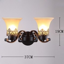 Dvojhlavý americký vidiek Vintage kov so sklenenou nástennou lampou pre jedáleň Vstup do obývacej izby Foyer Dekorovaná nástenná lampa
