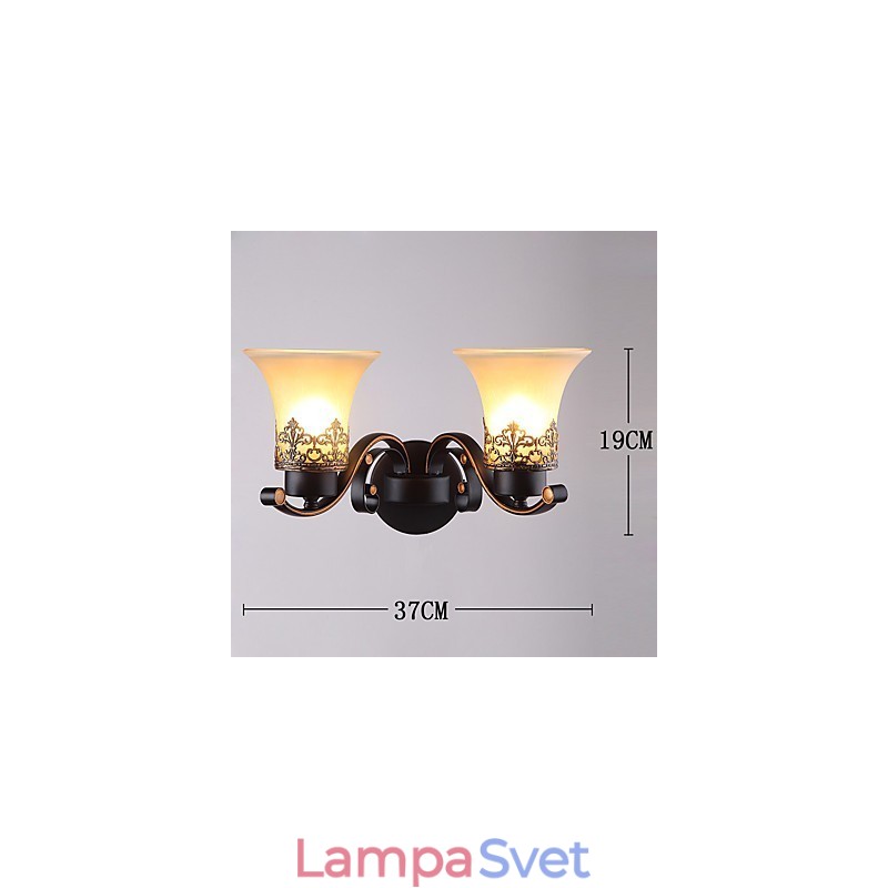 Dvojhlavý americký vidiek Vintage kov so sklenenou nástennou lampou pre jedáleň Vstup do obývacej izby Foyer Dekorovaná nástenná lampa