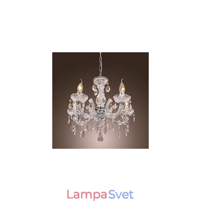 Upligh chrómová stropná lampa Svietidlo na sviečku Akrylové svietidlo Lustrový prívesok