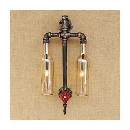 Nástenná lampa s americkou tematikou s barom a barom s vodovodnou fajkou Fľaša na víno jantárová Nástenná lampa s americkou tematikou s barom a barom s vodovodnou fajkou Fľaša na víno jantárová